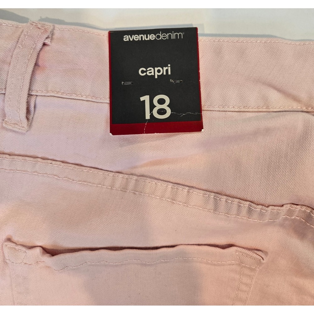 Avenue Women's Denim‎ Cropped Wide Leg Capri Jeans with Slits Pink Size 18 - Picture 10 of 13